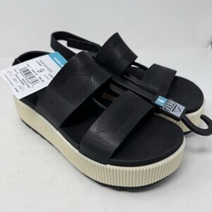 Reef Sandals Womens 9 Black Water Vista Higher Platform Slingback Lightweight